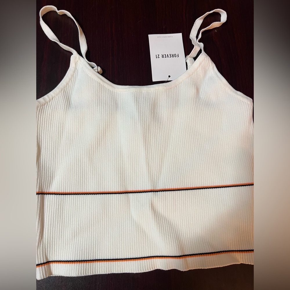 Forever 21 Cream Ribbed Tank Top